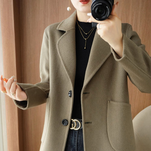 毛呢外套季女装双面羊毛大衣
