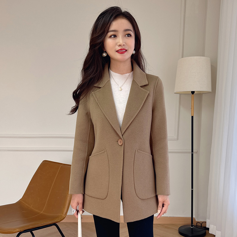 秋冬款简约风双面羊毛呢大衣