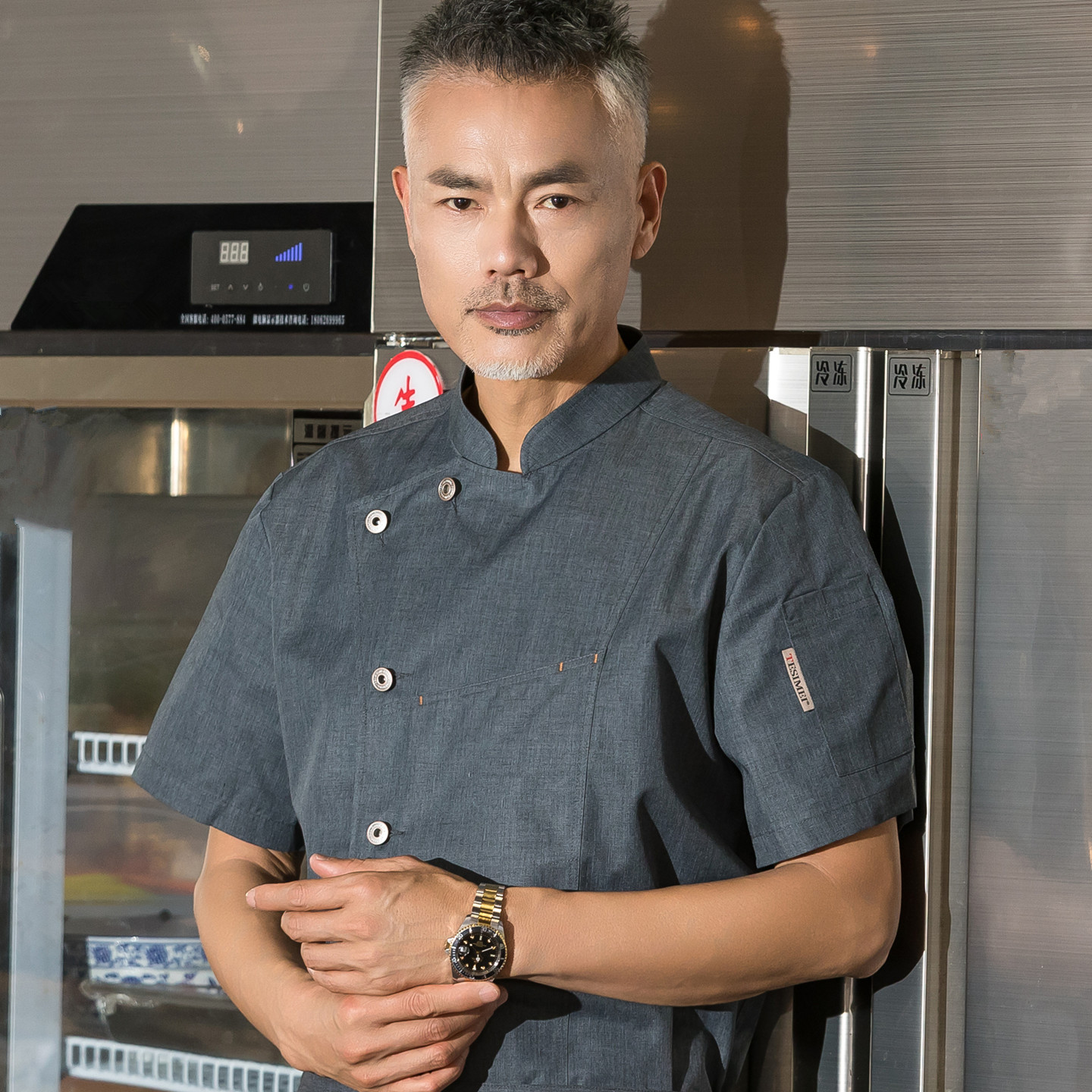 夏季高端厨师工作服短袖透气定制图片