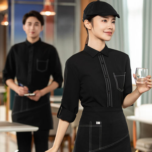 饭店火锅餐饮服务员工服衬衣长袖