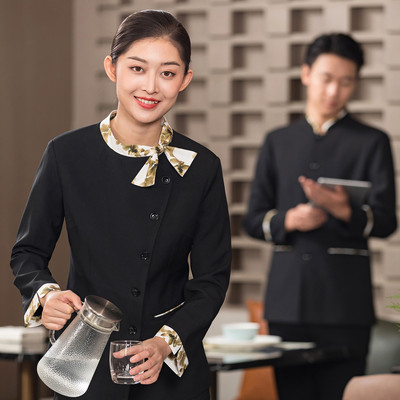 饭店高端新中式餐饮服务员女长袖