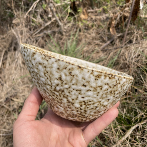 宅基风日式粗陶石头纹恐龙蛋陶瓷汤碗复古装菜碗沙拉碗引流碗 碗