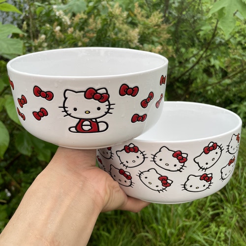 凯蒂猫泡面碗陶瓷大碗家用菜碗汤面碗陶瓷碗卡通面碗三丽欧甜品碗