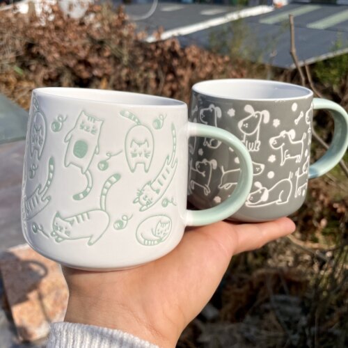 胖胖的好多小猫小狗陶瓷马克杯可爱小容量喝水茶杯子咖啡情侣对杯