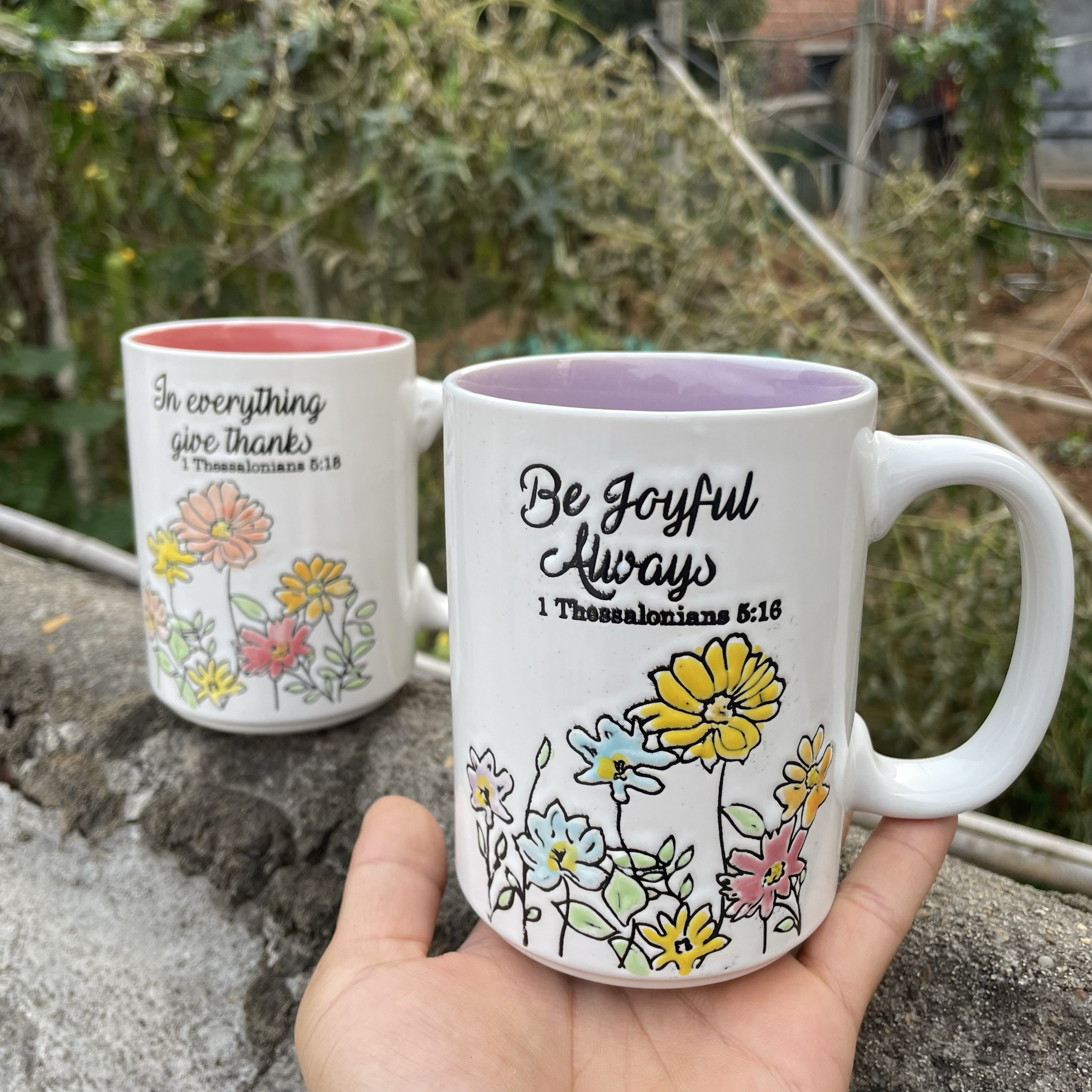 超美手绘陶瓷杯春日繁花杯子大容量喝水杯早餐杯花茶杯马克杯外贸