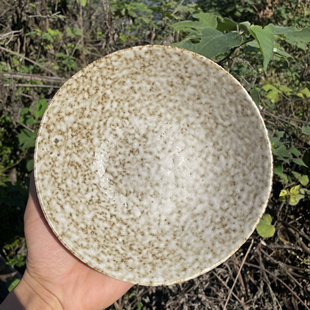 粗陶餐具创意石头纹汤碗陶瓷家用西餐厅菜碗高级复古沙拉面碗 日式