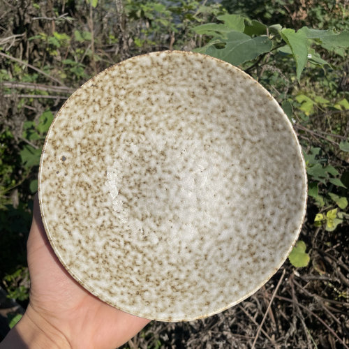 日式粗陶餐具创意石头纹汤碗陶瓷家用西餐厅菜碗高级复古沙拉面碗