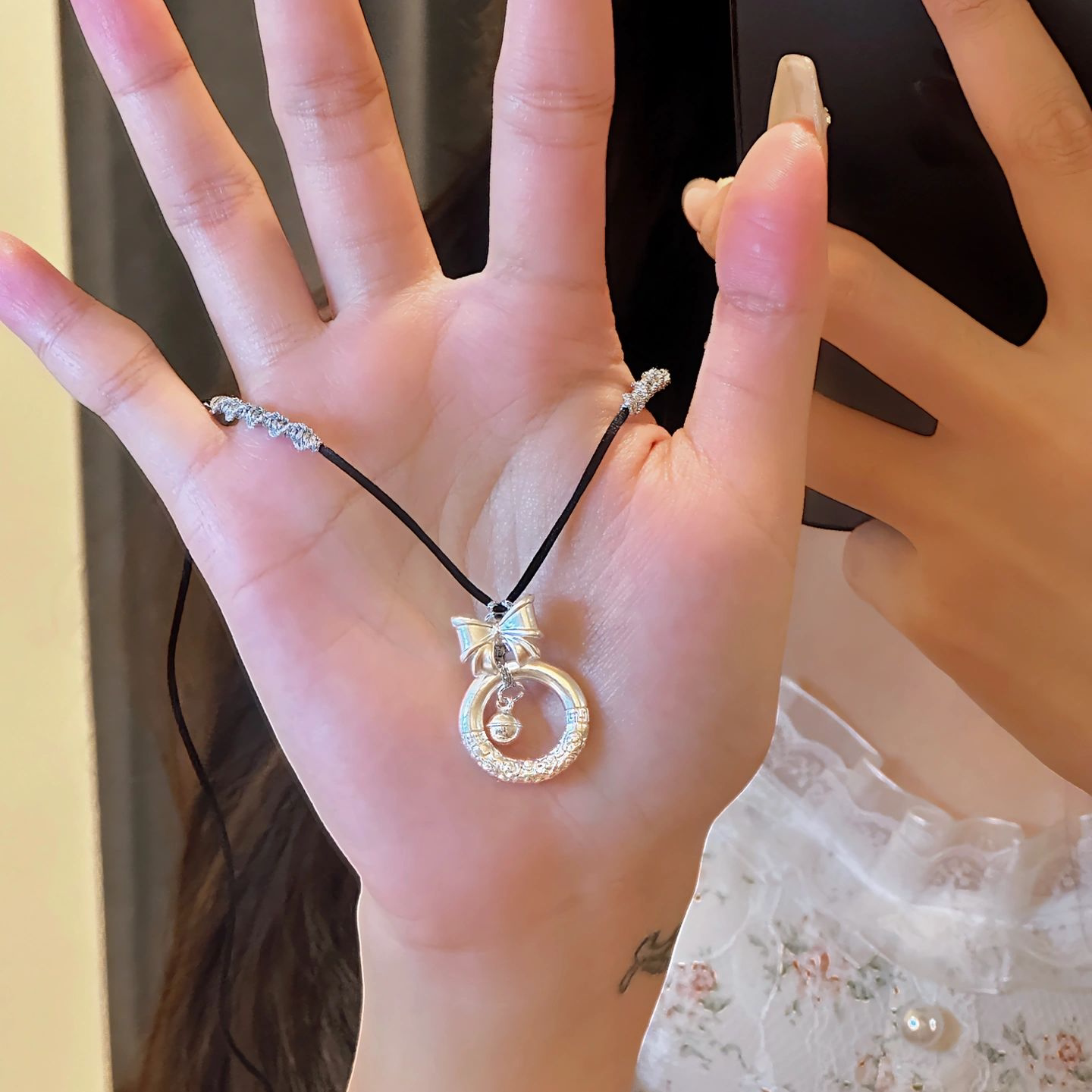 阿星手作纯银蝴蝶结手工编织项链