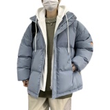 韩版宽松假两件连帽衣外套男港风休闲羽绒大码服MY3012P75，男装棉衣，星座1109-2