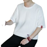 2023夏季新款风咖啡厅潮流休闲纯色大码亚麻短袖T恤T1505-P25，男装T恤，星座1109-2