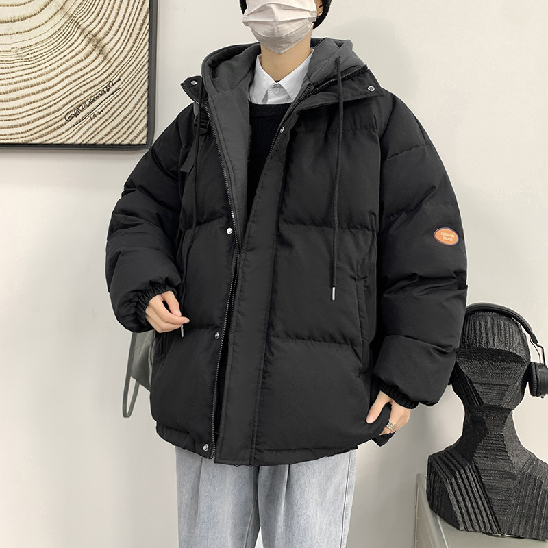 韩版宽松假两件连帽衣外套男港风休闲羽绒大码服MY3012P75,男装棉衣,星座1109-2
