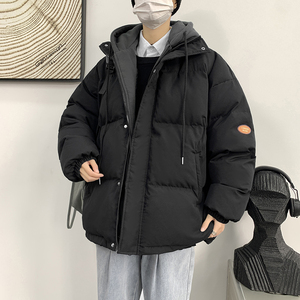韩版宽松假两件连帽衣外套男港风休闲羽绒大码服MY3012P75图片