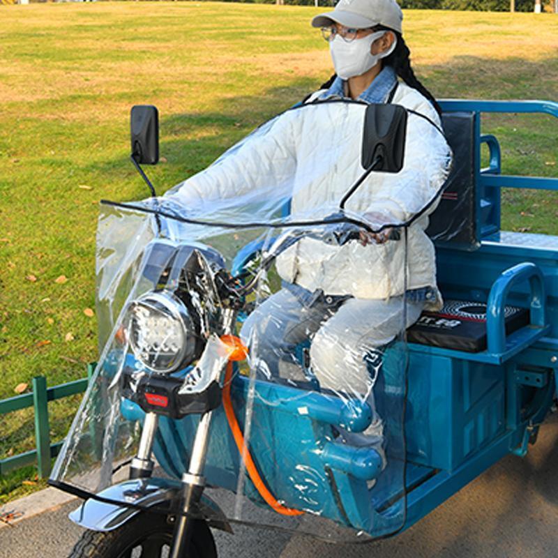 电动三轮车PVC挡雨板摩托车防风防水中控加宽2024安全可拆卸挡风
