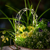 趣味铁艺欧式 迷你拱门花盆装 饰微景观庭院造景摆件创意花园杂货