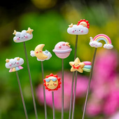 微景观diy材料天气花插多肉小花盆装 饰云朵太阳星星彩虹可爱表情