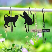 可爱猫咪小狗铁艺S挂钩衣架复古做旧阳台花园杂货装 饰双S铁牌挂钩