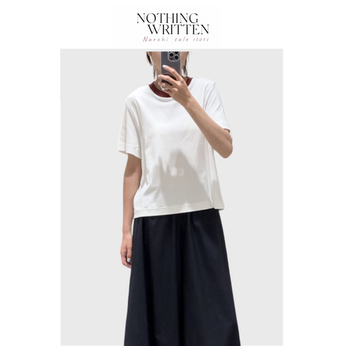 【现货】Nothing Written Narchi标准版型圆领短袖T恤米白/酒红色