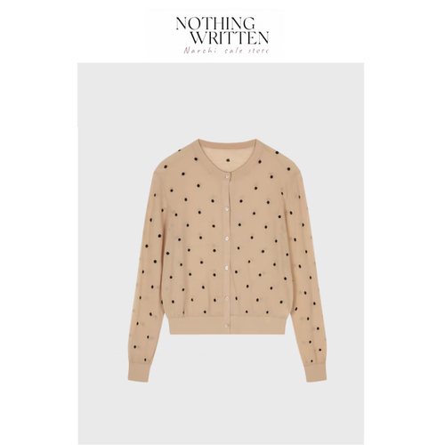 【现货】Nothing Written Narchi圆领长袖波点针织开衫气质上衣女