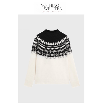 【现货】Nothing Written Narch复古费尔岛软糯高领毛衣针织上衣