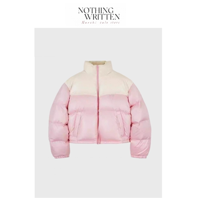 【现货】Nothing Written Narchi韩国拼色立领拉链羽绒服外套上衣