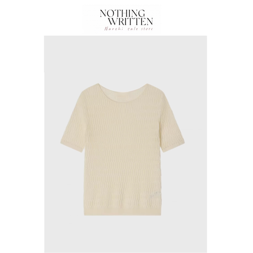 【现货】Nothing Written Narchi温柔风镂空针织短袖显瘦气质T恤