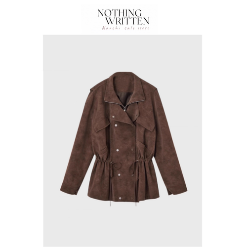 【现货】Nothing Written Narchi假两件高级感哑光收腰夹克外套女