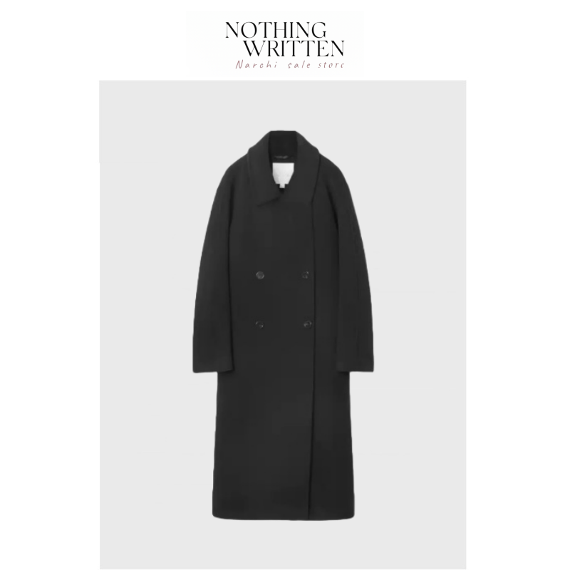 【现货】Nothing Written Narchi宽松版双排扣气质加厚羊毛大衣黑
