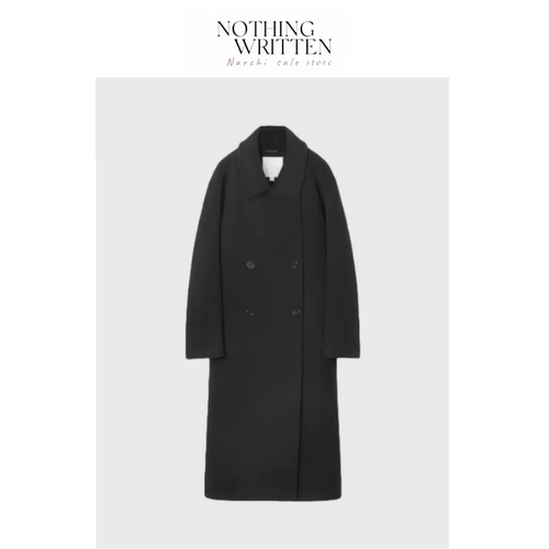 【现货】Nothing Written Narchi宽松版双排扣气质加厚羊毛大衣黑