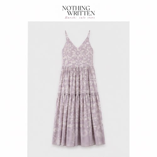 【现货】Nothing Written Narchi碎花V领吊带长裙女蛋糕裙连衣裙