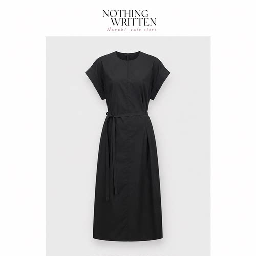 【现货】Nothing Written Narchi气质风简约短袖收腰长款连衣裙女