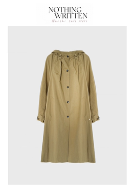 【现货】Nothing Written Narchi韩国egg宽松连帽A字长款风衣外套