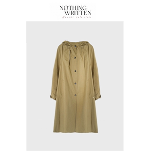 【现货】Nothing Written Narchi韩国egg宽松连帽A字长款风衣外套