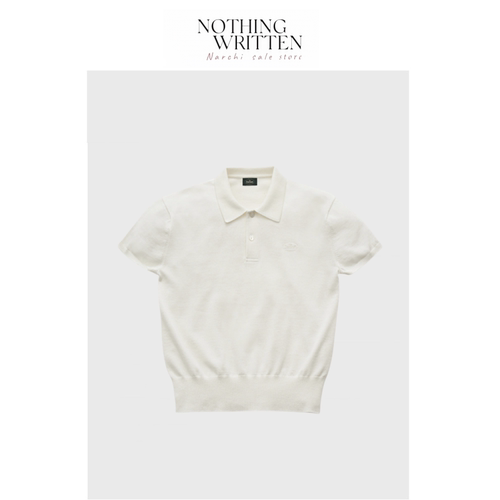 【现货】Nothing Written Narchi棉短袖针织衫白色翻领Polo衫