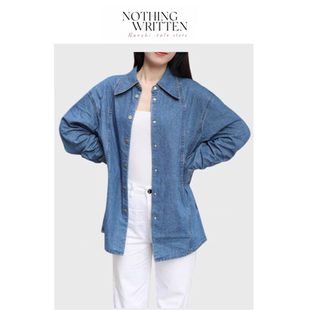 【现货】Nothing Written Narchi复古水洗纯棉落肩廓形牛仔衬衫女