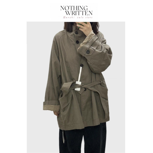 【现货】Nothing Written Narchi立领大袖口宽松廓形短款风衣外套