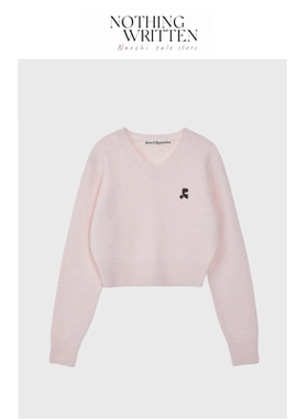 【现货】Nothing Written Narchi韩系软糯V领毛衣短款收腰针织衫