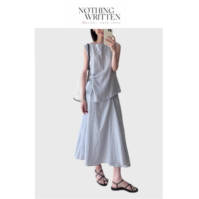 【现货】Nothing Written Narchi天丝锦微皱肌理背心上衣半身套装