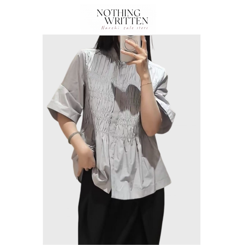 【现货】Nothing Written Narchi女装标准版型简约通勤褶饰衬衫春