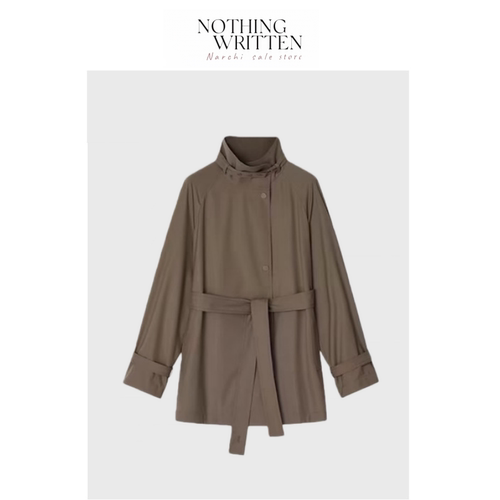 【现货】Nothing Written Narchi立领风衣外套小个子收腰系带大衣