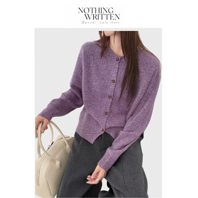 【现货】Nothing Written Narchi山羊绒圆领单排扣温柔风针织开衫