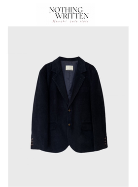 【现货】Nothing Written Narchi灯芯绒海军蓝西装外套半身裙套装