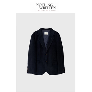 Narchi灯芯绒海军蓝西装 Written Nothing 外套半身裙套装 现货