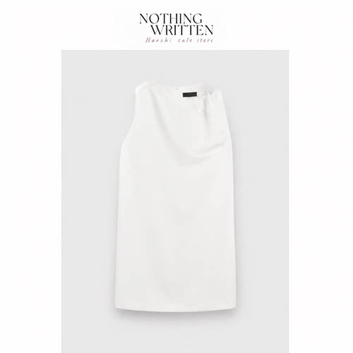 【现货】Nothing Written Narchi白色无袖A字抽褶扭结背心连衣裙