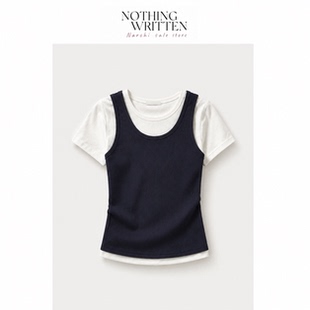 【现货】Nothing Written Narchi女修身版型罗纹针织T恤短袖夏季