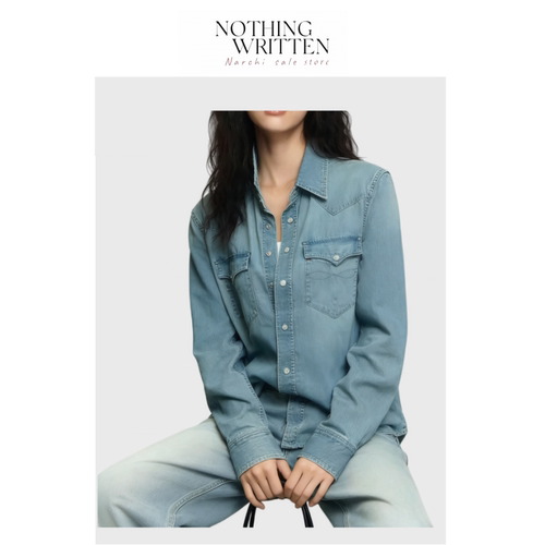 【现货】Nothing Written Narchi水系棉牛仔衬衫衬衣宽松休闲上衣
