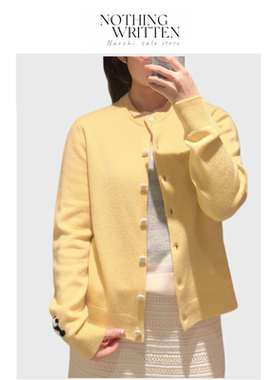 【现货】Nothing Written Narchi黄色圆领针织开衫女春季百搭上衣