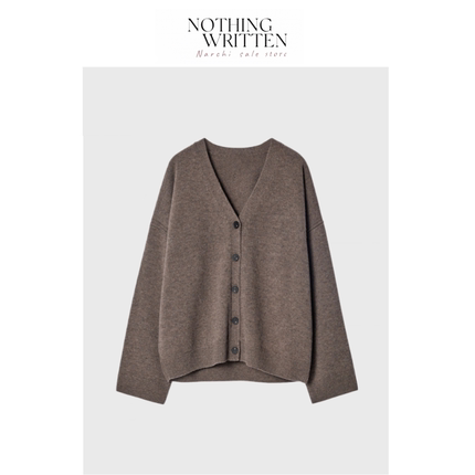 【现货】Nothing Written Narchi纯色V领羊毛开衫上衣外套针织衫