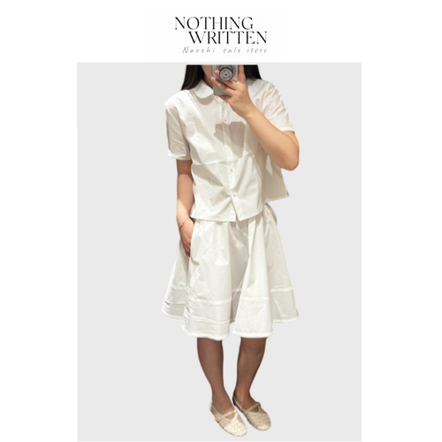 【现货】Nothing Written Narchi标准版型棉质衬衫短款上衣半裙