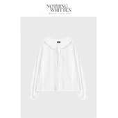 现货 Nothing Written Narchi韩国八奶荷叶边系带白色长袖 衬衫