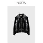 Narchi韩国水洗荔枝皮短皮衣机车服夹克 Written 现货 Nothing